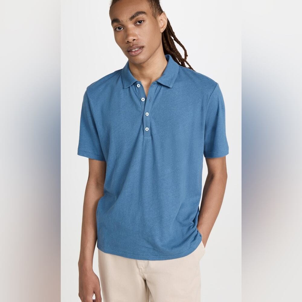 Rag & Bone Mercer Linen Blend Polo Collared Neckline Short Sleeve Shirt Size XXL